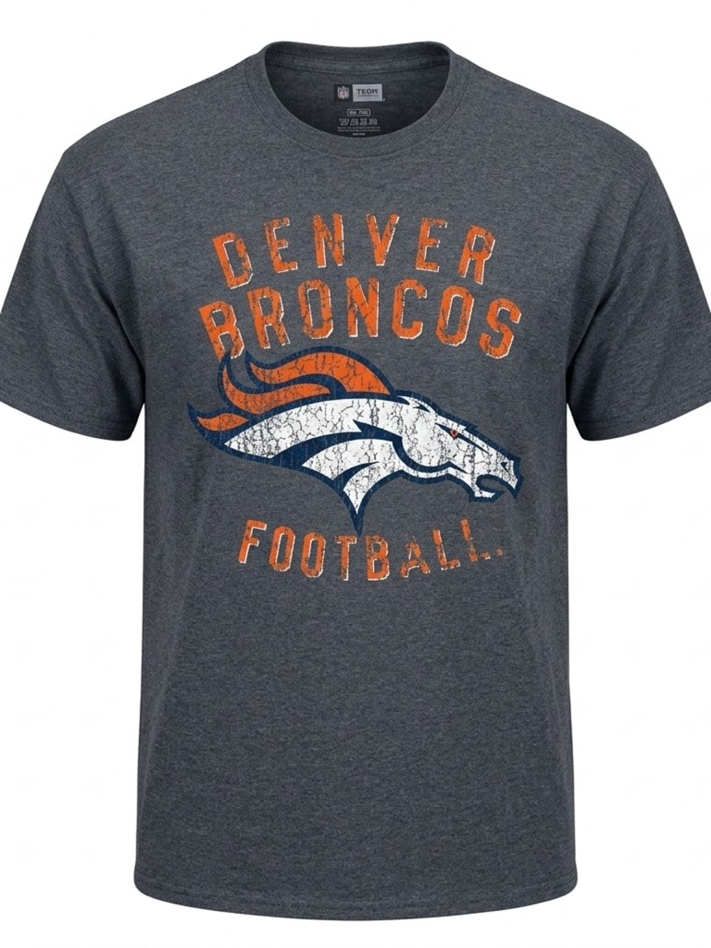 NFL Apparel Men's Denver Broncos Football Graphic T-Shirt Grey Size XL